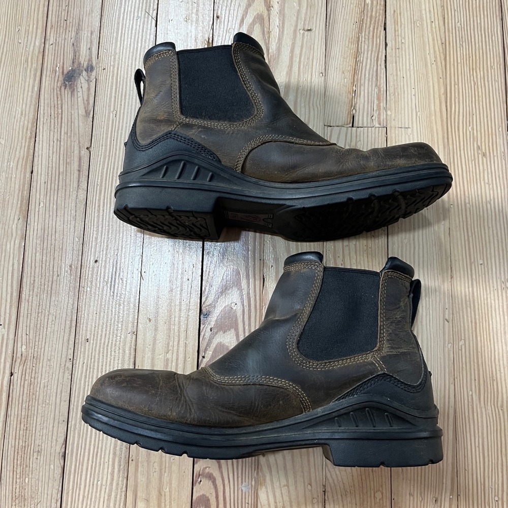 Ariat Waterproof Work Boots Mens 10D Brown Leather Pull On Chelsea Barn Boots - Picture 3 of 9